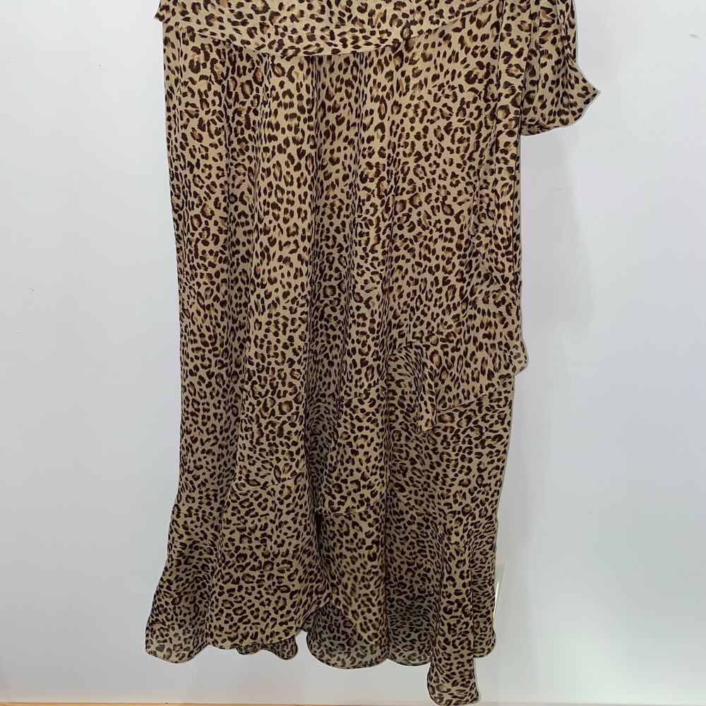 Liz Claiborne Cheetah Print Short Sleeve Dress, 6, Ruffle Accents, Maxi Length - Picture 4 of 11